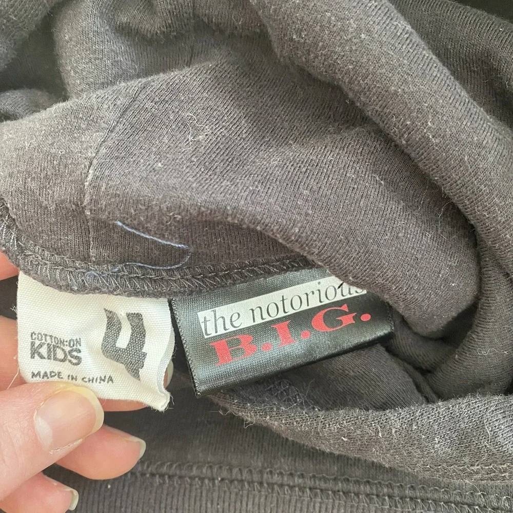 Cotton On Kids Hoodie The Notorious BIG Size 4 Black Christmas Dream Graphic